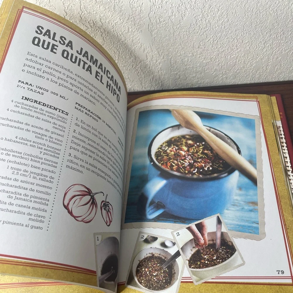 Salsas picantes‎ para valientes Spanish hot spicy recipe hardcover book Hispanic